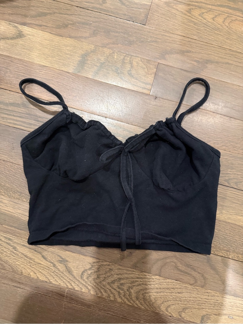 Forever 21 Black Cropped Tie-Front Cami size Small